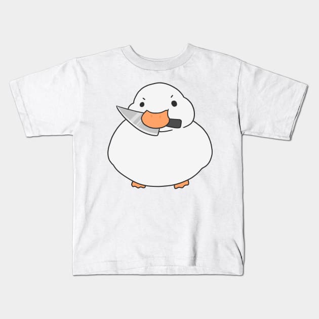 Duck with a knife Kids T-Shirt by IcyBubblegum